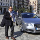 Artur Mas, a su llegada a la sede de Junts pel Sí, en el Born de Barcelona, este lunes.-fnadeu@gmail.com