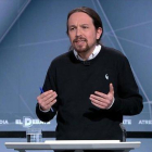Pablo Iglesias en el debate de Atresmedia.-EL PERIÓDICO