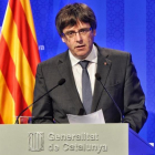 El president Carles Puigdemont, tras la rueda de prensa que ha ofrecido tras la reunión del Consejo Ejecutivo.-FERRAN SENDRA