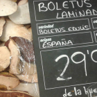 Precio del kilo del Boletus Edulis ayer en una gran superficie de Zaragoza. / ALFREDO ANDRÉS-