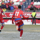 David Rodríguez no pudo tener mejor estreno con la camiseta del Numancia al marcar el gol que abría la goleada ante el Lugo.-Luis Ángel Tejedor