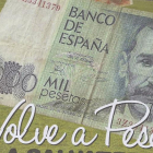 Valla publicitaria a favor de la vuelta a la peseta en Salvaterra (Pontevedra), en el 2011.-