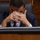 El presidente del Gobierno, Pedro Sánchez, durante el debate de Presupuestos en el Congreso.-JOSÉ LUIS ROCA