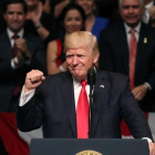 El presidente Donald Trump durante su discurso en Miami.-AFP / JOE RAEDLE