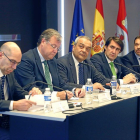Martín Tobalina, Antonio Silván, Víctor Calvo Sotelo, Suárez-Quiñones y Miguel Rego, durante la rueda de prensa de conmemoración de los 10 años de Incibe.-ICAL