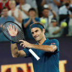 Roger Federer celebra su victoria ante Taylor Fritz.-EFE