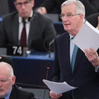 El negociador europeo del brexit, Michel Barnier, en su comparecencia ante el Parlamento Europeo, en Estrasburgo.-FREDERICK FLORIN (AFP)