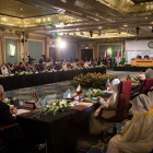 Representantes de la Liga Árabe reunidos el martes en El Cairo.-EFE