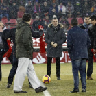 Los jugadores del Numancia que estrenaron el campo de Los Pajaritos en el año 1999 fueron ayer los grandes protagonistas en la celebración del 20 aniversario del estadio.-Mario Tejedor
