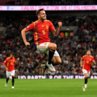 Saúl Ñíguez celebra su gol en Wembley ante Inglaterra.-TOBY MELVILLE (REUTERS)