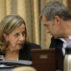 Carmen Navarro, tesorera del PP, durante la comparecencia en la comisión de calidad democrática del Congreso.-JOSE LUIS ROCA