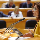 La ministra de Hacienda, María Jesús Montero, en el pleno del Senado convocado para debatir la senda de estabilida del Gobierno.-JOSE LUIS ROCA