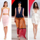 Modelos de Custo Barcelona, The 2nd Skin Co., Alvarno, Melissa Odabash y Javier Vázquez, en el Mercedes Benz Fashion Madrid, celebrado en Ibiza.-EL PERIÓDICO