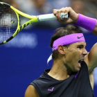 Rafa Nadal, tras conectar un drive.-AFP