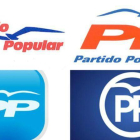 Cuatro de los logotipos que ha tenido el PP desde 1989.-