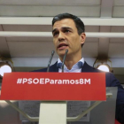 Pedro Sánchez, el lunes en la sede del PSOE.-JUAN MANUEL PRATS