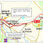Mapa de cómo se regulará el tráfico en la zona afectada por las obras de la A-11. HDS