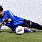 Eduardo Navarro durante un entrenamiento con el Numancia. / ÁLVARO MARTÍNEZ-