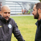 Pep Guardiola y el entrenador soriano Pablo Machín.-GIRONA C.F.