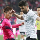 Villa, en su debut oficial en la Liga japonesa frente al Cerezo en Osaka.-EFE / JIJI PRESS