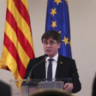 Puigdemont, el pasado 18 de febrero, en una conferencia en Bruselas.-FRANCISCO SECO (AP)