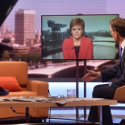 Nicola Sturgeon, en conexión televisiva con el 'show' de Andrew Marr en la BBC, este domingo.-REUTERS