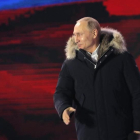 El presidente ruso, Vladímir Putin, durante un acto de su campaña electoral el pasado domingo 18 de marzo en Moscú-EFE