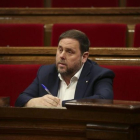 Oriol Junqueras en el Parlament.-DANNY CAMINAL