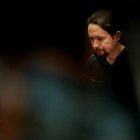 Pablo Iglesias durante una rueda de prensa en el Congreso de los Diputados.-JOSÉ LUIS ROCA