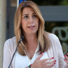 La presidenta de la Junta de Andalucía, Susana Díaz, durante un acto este domingo en Jaén.-JOSÉ MANUEL PEDROSA (EFE)