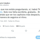 Tweet de Alberto Caballero en el que confirma que la serie 'El Pueblo' tendrá una cuarta temporada. HDS