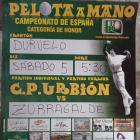 Cartel anunciador de la velada de pelota en Duruelo. HDS
