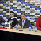 Javier del Pino, Kiki Naumoff, Francisco Rubio y César Palacios en la presentación de ayer por la tarde del futbolista australiano en la sala de prensa del campo de Los Pajaritos.-Valentín Guisande