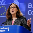 La comisaria europea de Comercio, Cecilia Malmstrom, en una imagen de archivo.-OLIVIER HOSLET