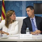 Alicia Sánchez-Camacho y Xavier García Albiol, en la sede del PPC.-CARLOS MONTAÑÉS