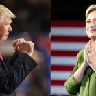 Donald Trump y Hillary Clinton, durante actos electorales.-EL PERIÓDICO