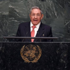 El presidente de Cuba, Raúl Castro, en su intervención en la Asamblea General de la ONU, este sábado.-AFP / TIMOTHY A. CLARY