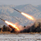 Prueba de lanzamiento de misiles en Corea del Norte.-AFP