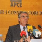 El presidente de la Asociación de Promotores de Barcelona, Lluís Marsà, en la presentación del informe.-Josep Molina / ACN