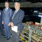 El director del Incibe, Miguel Rego, el ministro de Industria, José Manuel Soria, y el secretario de Estado de Telecomunicaciones, Víctor Calvo-Sotelo presumen en el Barclays Centre de Madrid del Cybercamp fuera de León, la sede del Incibe.-Ministerio de Industria