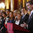 El rey Felipe, durante su intervención en la tradicional recepción al cuerpo diplomático acreditado en España.-SERGIO BARRENECHEA / EFE