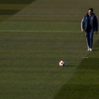 Santiago Solari durante el último entrenamiento del Madrid.-EFE