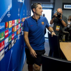 Valverde, en la sala de prensa de la ciudad deportiva.-JORDI COTRINA