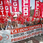 Manifestación del Primero de Mayo, ayer en la capital.-Mario Tejedor
