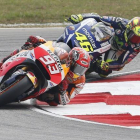Márquez y Rossi, durante el GP de Malasia, este domingo.-REUTERS