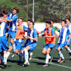 Los jugadores del Espanyol celebran un de sus títulos en el Ciudad de Soria.-ÁLVARO MARTINEZ
