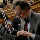 Mariano Rajoy, durante la sesión de control de este miércoles-JOSÉ LUIS ROCA