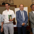(I a D) el director de la Real Academia de Historia y arte de San Quirce, Antonio Ruiz; el autor de la obra, José Luis Hernando; el director institucional, Teodoro Hernández , y el director del Centro de Estudios del Románico, Jaime Nuño, en la presentaci-Ical