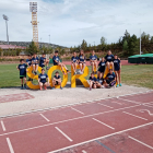 El equipo soriano, ayer, en el estadio de Los Pajaritos. HDS