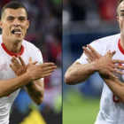 Granit Xhaka y Xherdan Shaqiri, helvéticos de origen albanokosovar, celebraron sus goles haciendo la doble águila albanesa /-EFE